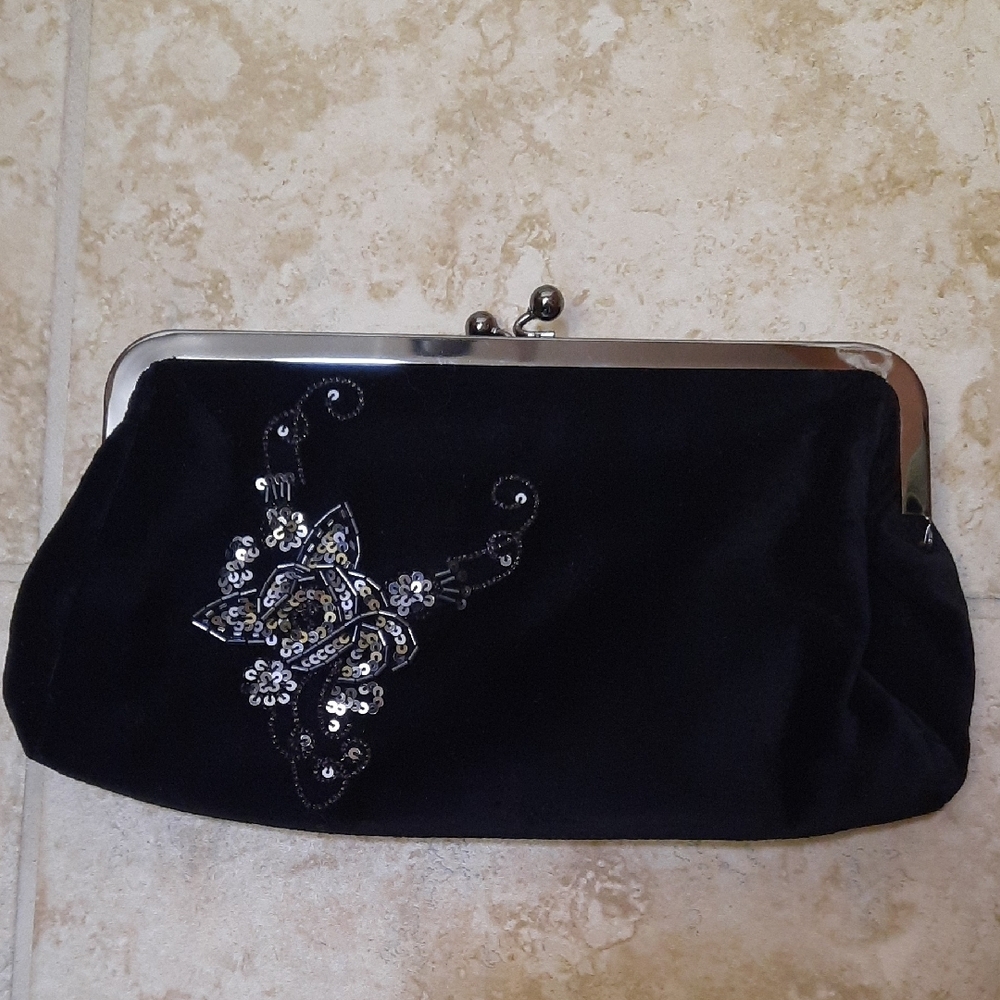 Express Beaded Velvet Black Clutch - new with tags